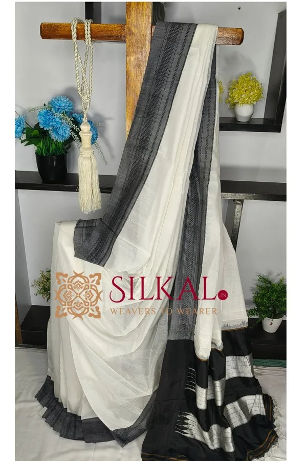 Ilkal_Handloom_Viscose_Cotton_Silk_Chikki_Paras_Border_Saree_SKL04251