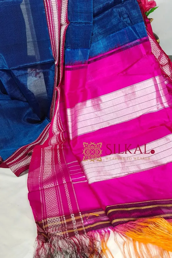 Ilkal_Handloom_Viscose_Cotton_Silk_Chikki_Paras_Border_Saree_SKL2027