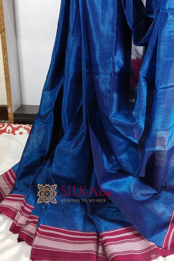 Ilkal_Handloom_Viscose_Cotton_Silk_Chikki_Paras_Border_Saree_SKL2027