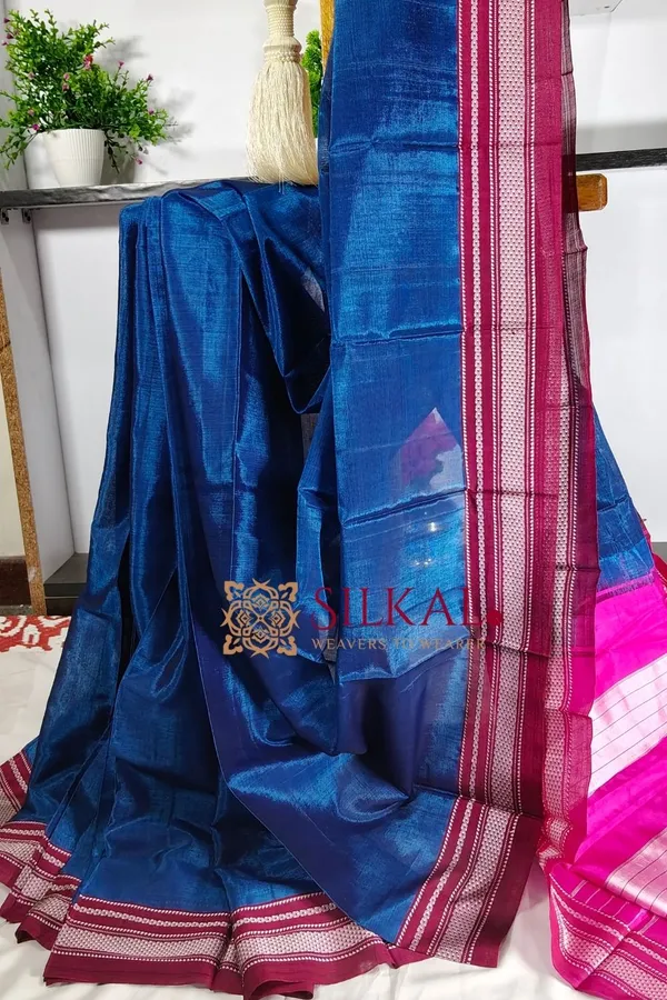 Ilkal_Handloom_Viscose_Cotton_Silk_Chikki_Paras_Border_Saree_SKL2027
