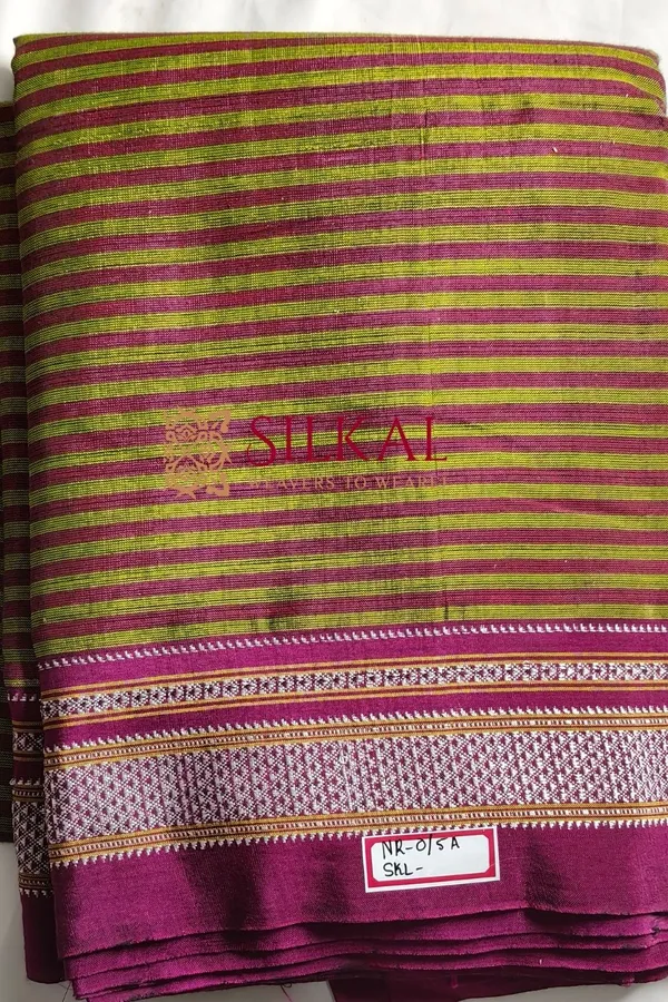Ilkal_Handloom_Viscose_Cotton_Silk_Chikki_Paras_Border_Saree_SKL2029