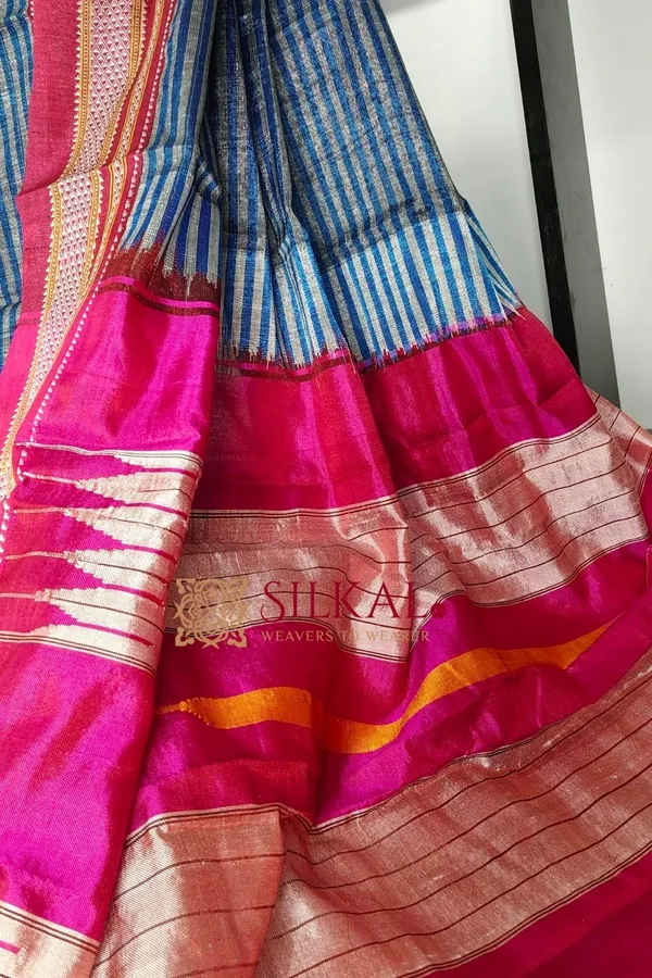 Ilkal_Handloom_Viscose_Cotton_Silk_Chikki_Paras_Border_Saree_SKL3087