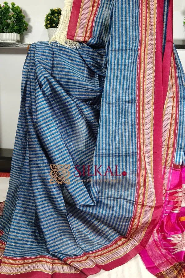 Ilkal_Handloom_Viscose_Cotton_Silk_Chikki_Paras_Border_Saree_SKL3087