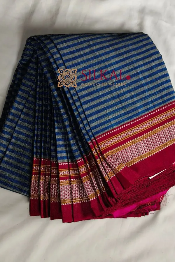 Ilkal_Handloom_Viscose_Cotton_Silk_Chikki_Paras_Border_Saree_SKL3087