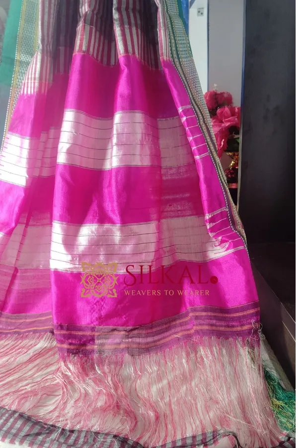 Ilkal_Handloom_Viscose_Cotton_Silk_Chikki_Paras_Border_Saree