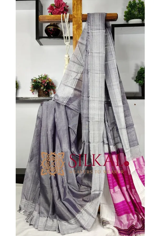 Ilkal_Handloom_Viscose_Cotton_Silk_Chikki_Paras_Border_Saree_Saree_Code-_SKL03511