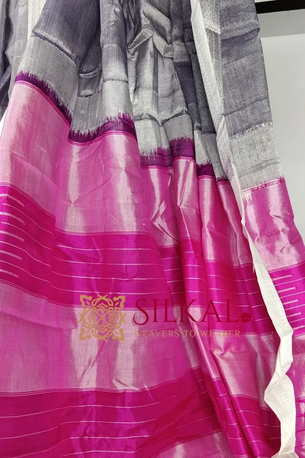 Ilkal_Handloom_Viscose_Cotton_Silk_Chikki_Paras_Border_Saree_Saree_Code-_SKL03511