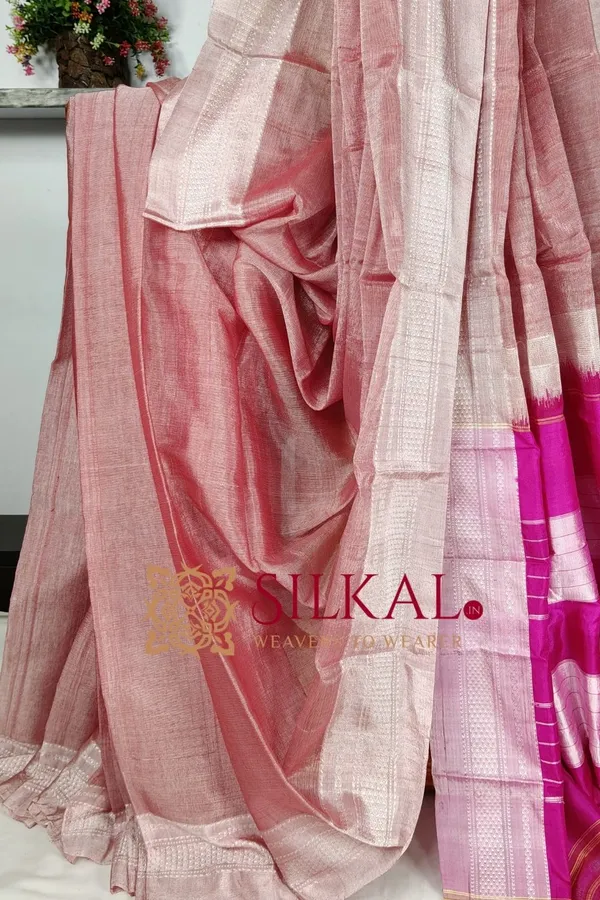 Ilkal_Handloom_Viscose_Cotton_Silk_Chikki_Paras_Border_Saree_Saree_Code-_SKL03517
