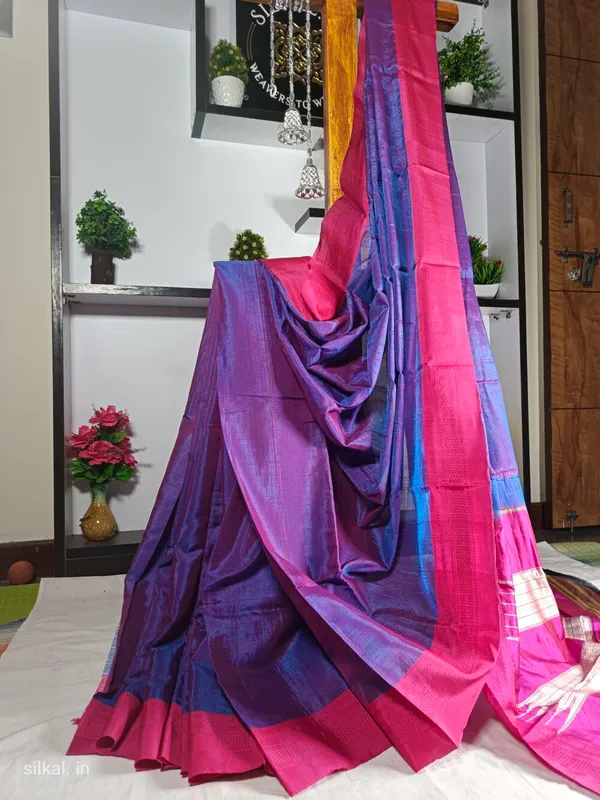 Ilkal_Handloom_Viscose_Cotton_Silk_Chikki_Paras_Border_Saree_Code-_SKL1290