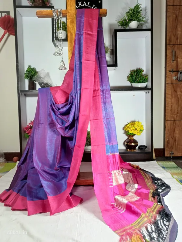 Ilkal_Handloom_Viscose_Cotton_Silk_Chikki_Paras_Border_Saree_Code-_SKL1290