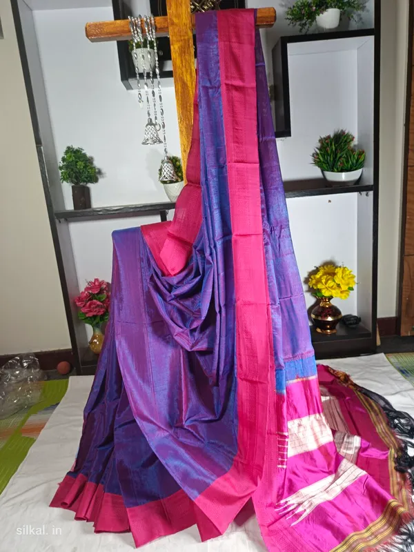 Ilkal_Handloom_Viscose_Cotton_Silk_Chikki_Paras_Border_Saree_Code-_SKL1290