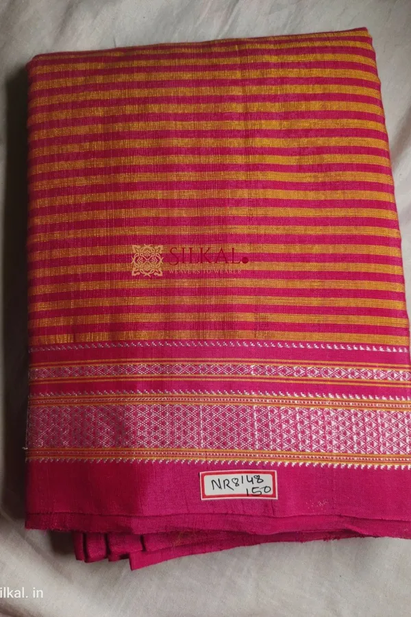 Ilkal_Handloom_Viscose_Cotton_Silk_Chikki_Paras_Border_Saree_Code-_SKL1728
