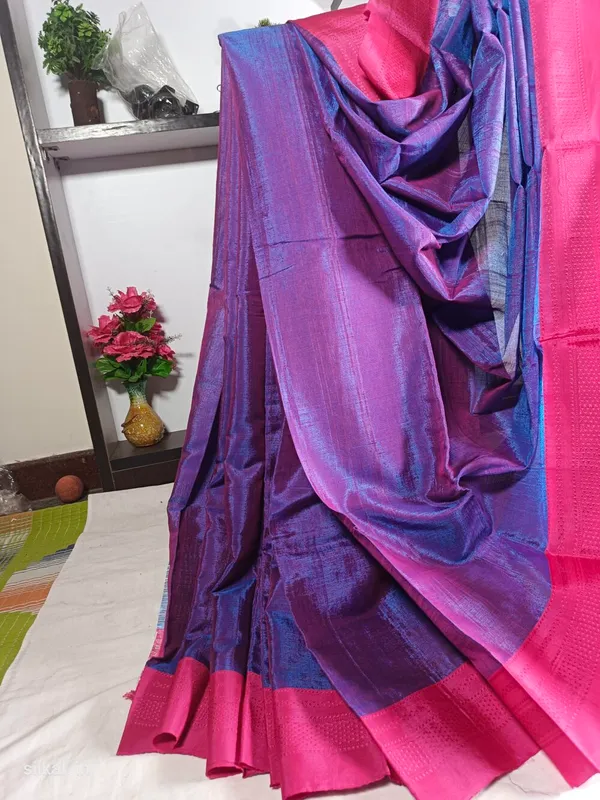 Ilkal_Handloom_Viscose_Cotton_Silk_Chikki_Paras_Border_Saree_Code-_SKL1290
