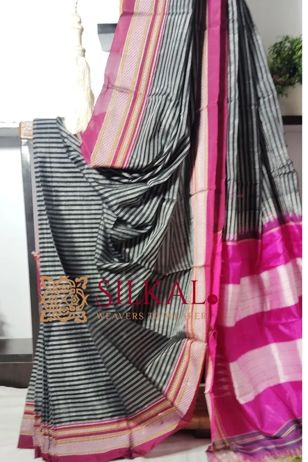 Ilkal_Handloom_Viscose_Cotton_Silk_Chikki_Paras_Border_Saree__SKL1948