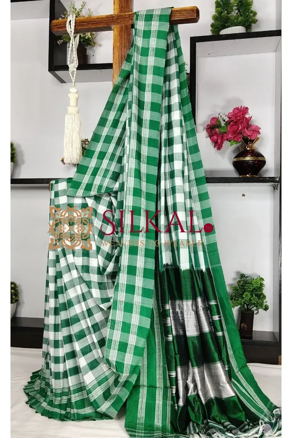 Ilkal_Handloom_Viscose_Cotton_Silk_Gayatri_Border_Saree_Code-_SKL03765