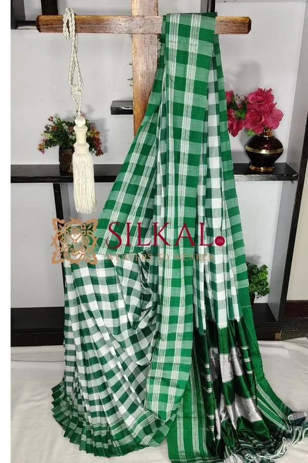 Ilkal_Handloom_Viscose_Cotton_Silk_Gayatri_Border_Saree_Code-_SKL03765