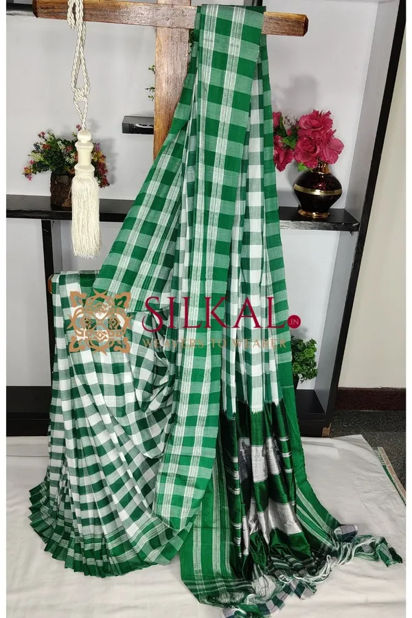 Ilkal_Handloom_Viscose_Cotton_Silk_Gayatri_Border_Saree_Code-_SKL03765