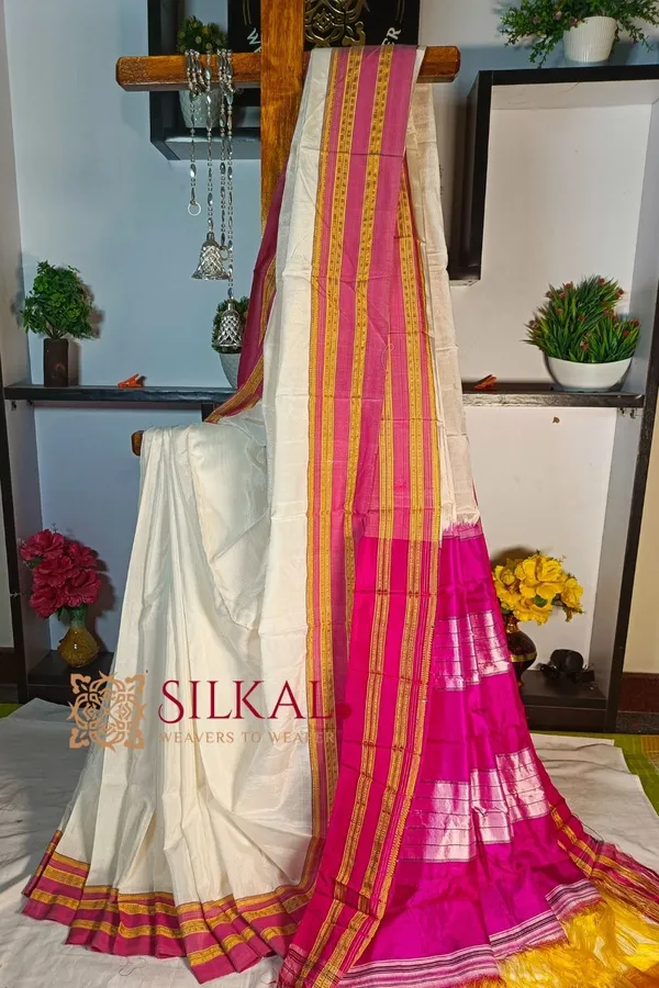 Ilkal_Handloom_Viscose_Cotton_Silk_Gayatri_Border_Saree_Saree_Code-_SKL1189