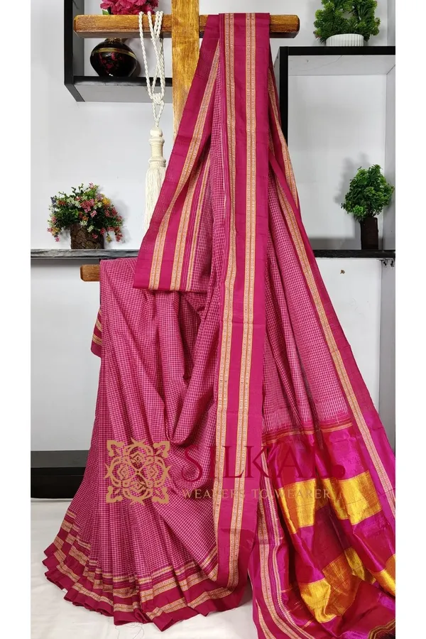 Ilkal_Handloom_Viscose_Cotton_Silk_Gayatri_Border_Saree_Saree_Code-_SKL03514