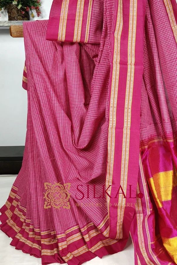 Ilkal_Handloom_Viscose_Cotton_Silk_Gayatri_Border_Saree_Saree_Code-_SKL03514