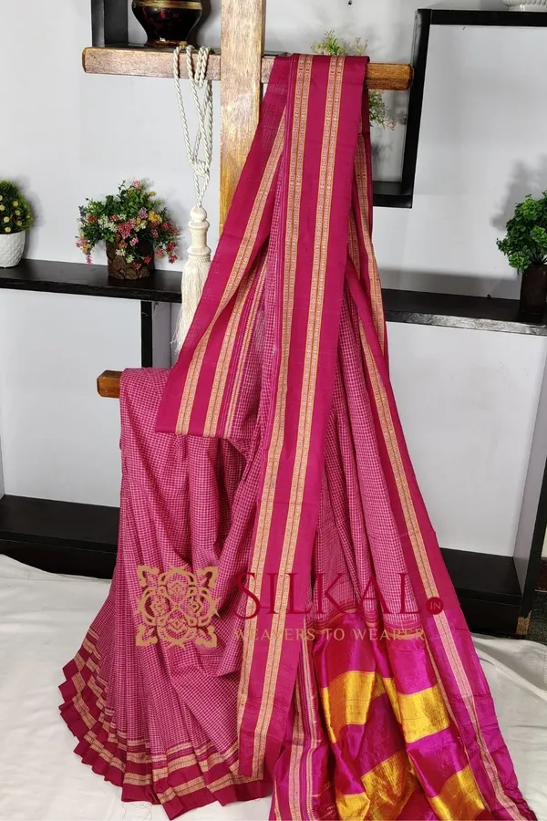 Ilkal_Handloom_Viscose_Cotton_Silk_Gayatri_Border_Saree_Saree_Code-_SKL03514