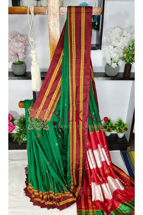 Ilkal_Handloom_Viscose_Gayatri_Kasuti_Saree_SKL03849
