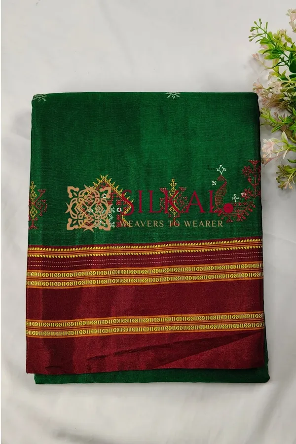 Ilkal_Handloom_Viscose_Gayatri_Kasuti_Saree_SKL03849