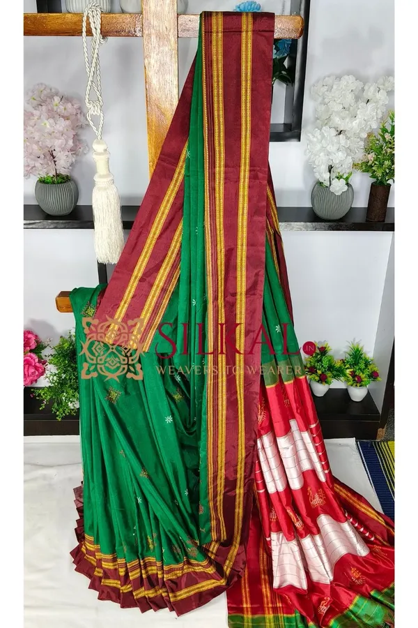 Ilkal_Handloom_Viscose_Gayatri_Kasuti_Saree_SKL03849
