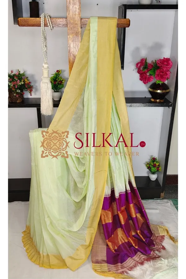 Ilkal_Handloom_Viscose_Silk_Chikki_Paras_Border_Saree_Code-_SKL03833