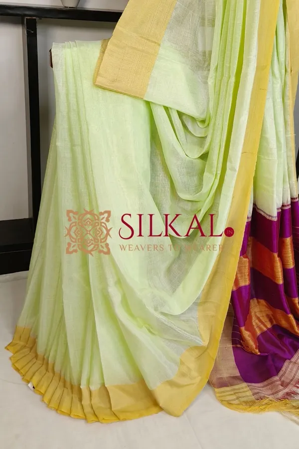Ilkal_Handloom_Viscose_Silk_Chikki_Paras_Border_Saree_Code-_SKL03833