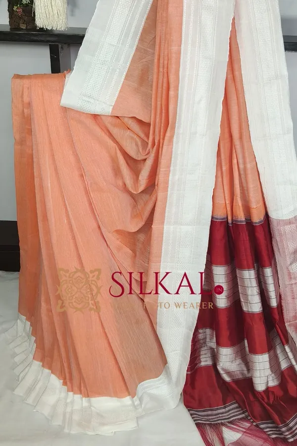 Ilkal_Handloom_Viscose_Silk_Chikki_Paras_Border_Saree_Code-_SKL03841
