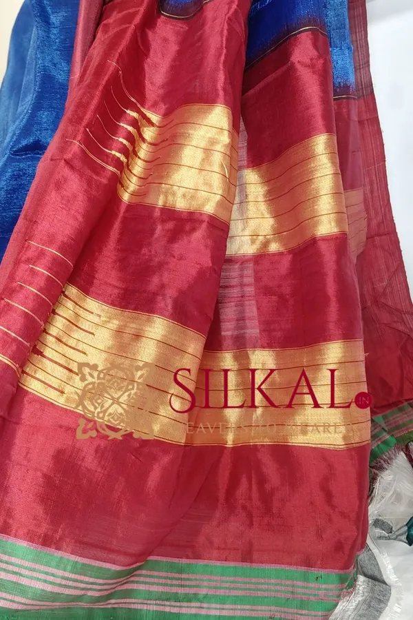 Ilkal_Handloom_Viscose_Silk_Chikki_Paras_Border_Saree_Saree_Code-_SKL03330