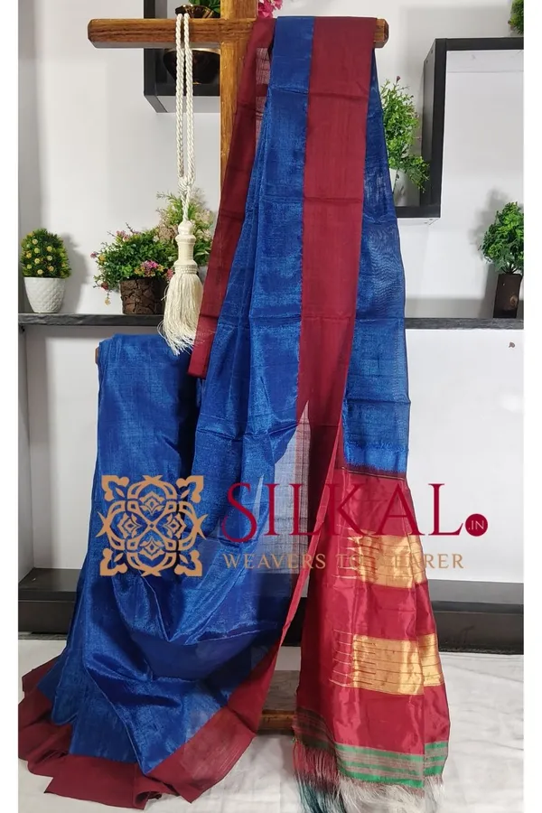 Ilkal_Handloom_Viscose_Silk_Chikki_Paras_Border_Saree_Saree_Code-_SKL03330