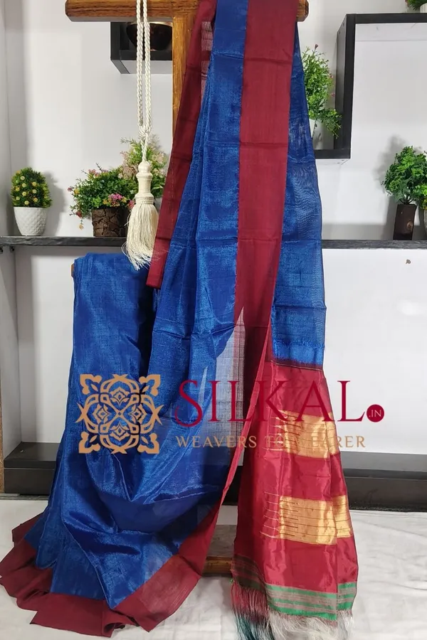 Ilkal_Handloom_Viscose_Silk_Chikki_Paras_Border_Saree_Saree_Code-_SKL03330
