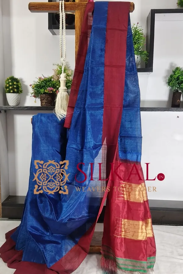 Ilkal_Handloom_Viscose_Silk_Chikki_Paras_Border_Saree_Saree_Code-_SKL03330