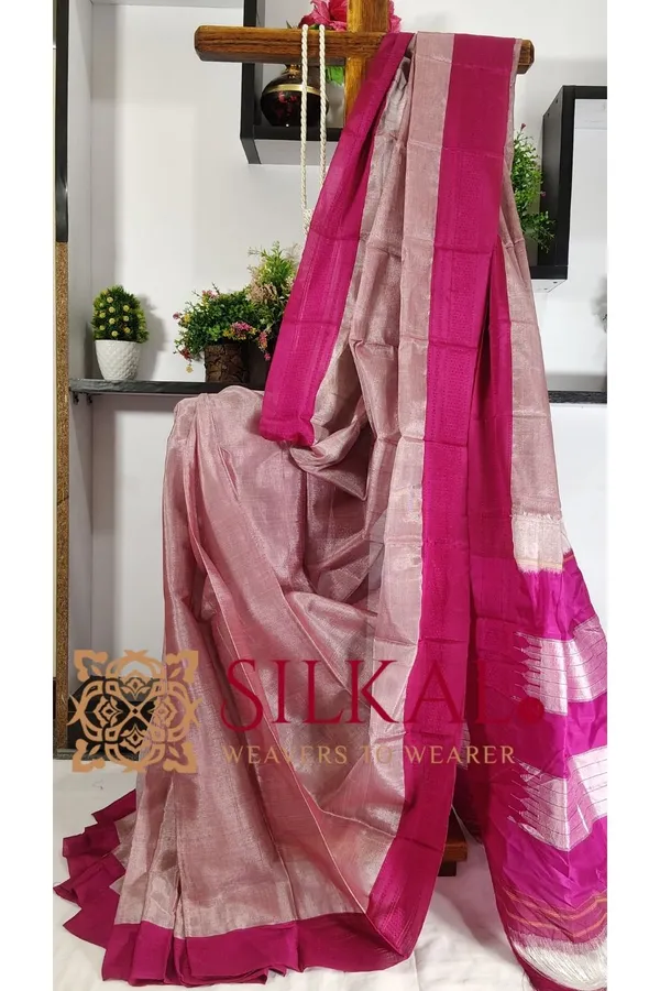 Ilkal_Handloom_Viscose_Silk_Chikki_Paras_Border_Saree_Saree_Code-_SKL03332