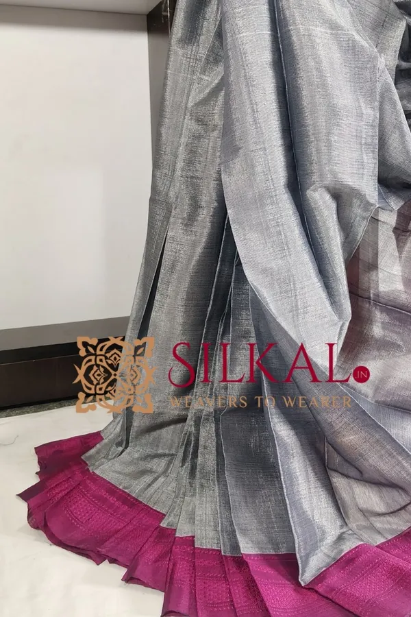 Ilkal_Handloom_Viscose_Silk_Chikki_Paras_Border_Saree_Saree_Code-_SKL03335