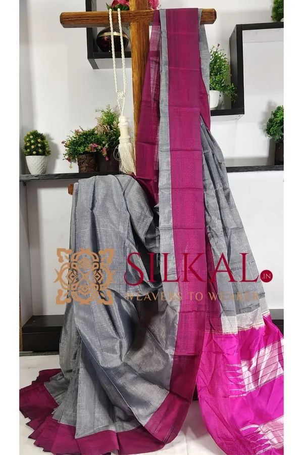 Ilkal_Handloom_Viscose_Silk_Chikki_Paras_Border_Saree_Saree_Code-_SKL03335