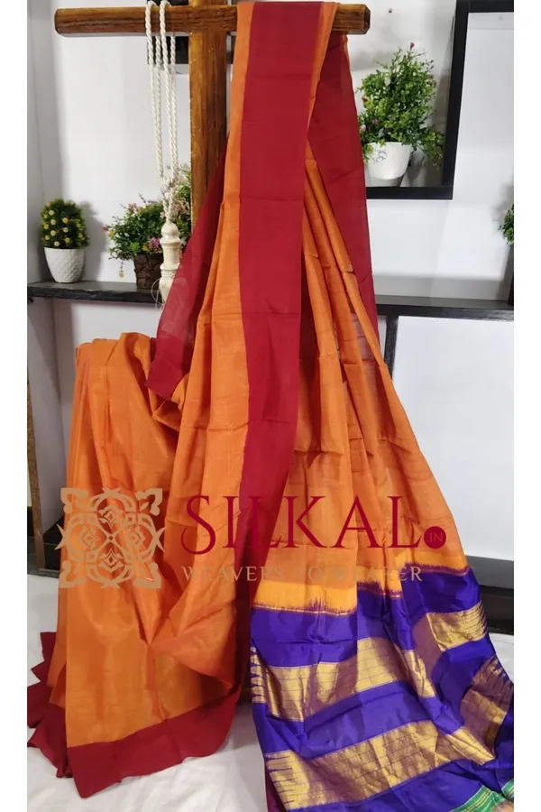 Ilkal_Handloom_Viscose_Silk_Chikki_Paras_Border_Saree_Saree_Code-_SKL03336