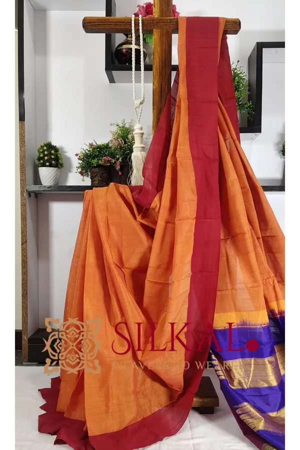 Ilkal_Handloom_Viscose_Silk_Chikki_Paras_Border_Saree_Saree_Code-_SKL03336