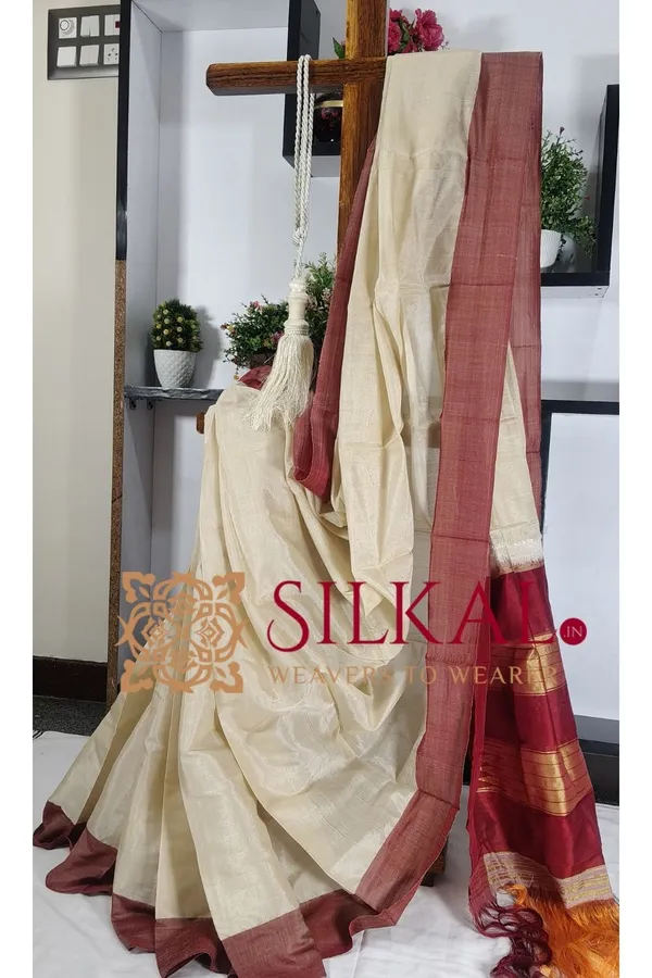 Ilkal_Handloom_Viscose_Silk_Chikki_Paras_Border_Saree_Saree_Code-_SKL03337