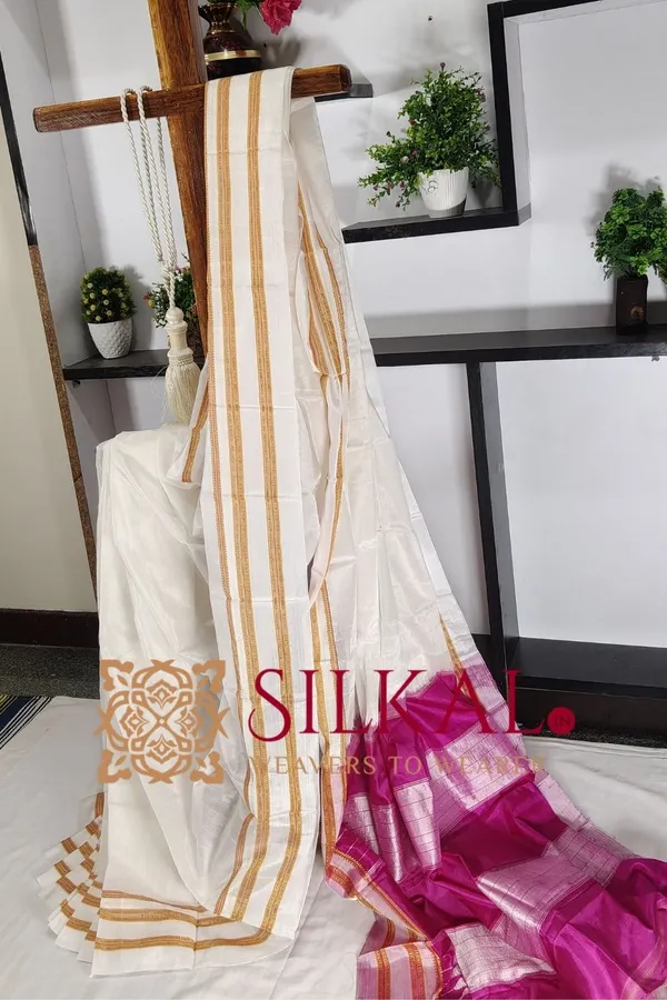 Ilkal_Handloom_Viscose_Silk_Gayatri_Border_Saree_Saree_Code-_SKL03338