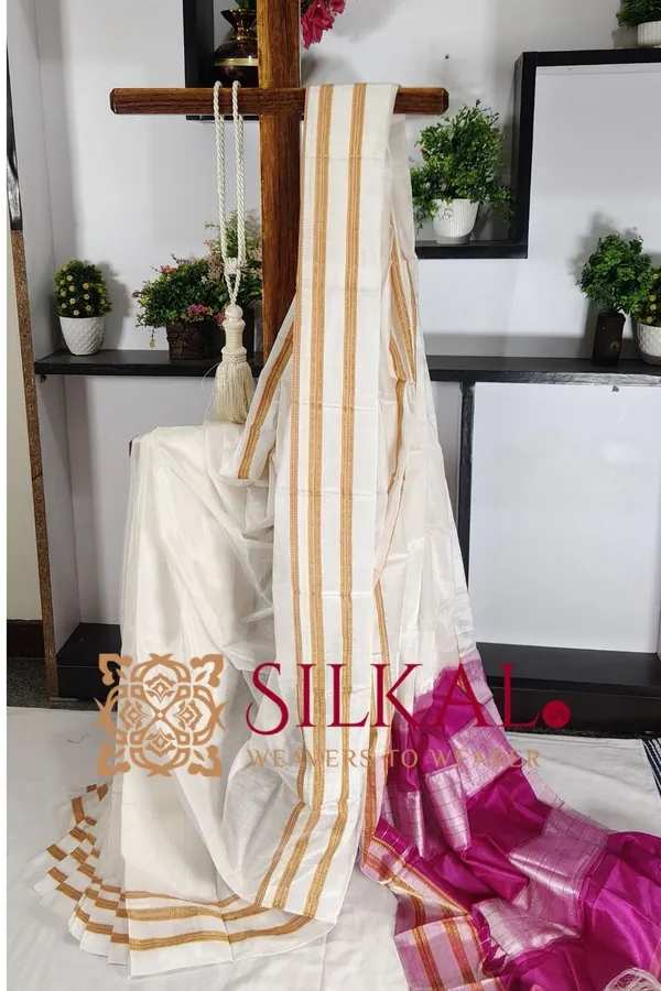 Ilkal_Handloom_Viscose_Silk_Gayatri_Border_Saree_Saree_Code-_SKL03338