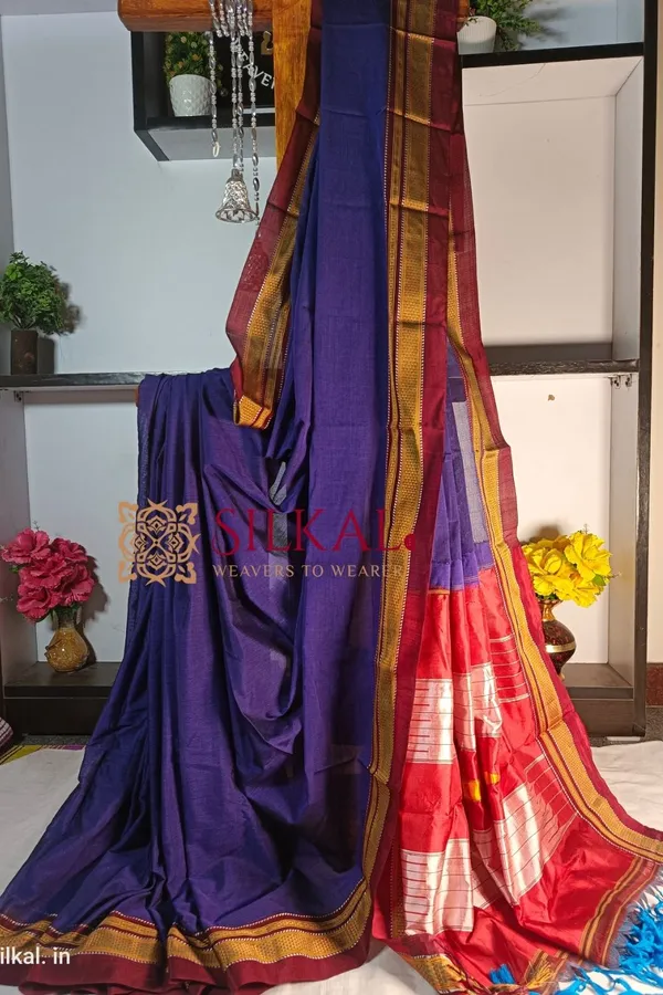 Ilkal_Handloom_Weaved_Special_Mercerised_Cotton_With_Pure_Silk_Pallu_Saree_Saree_Code-_SKL1741