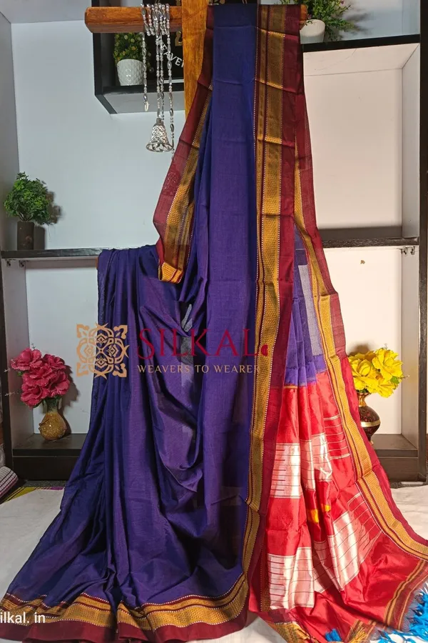 Ilkal_Handloom_Weaved_Special_Mercerised_Cotton_With_Pure_Silk_Pallu_Saree_Saree_Code-_SKL1741