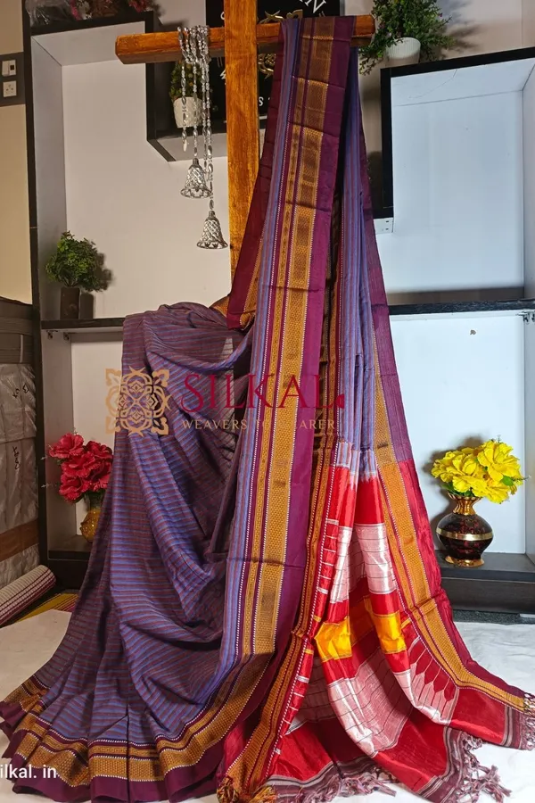Ilkal_Handloom_Weaved_Special_Mercerised_Cotton_With_Pure_Silk_Pallu_Saree_Saree_Code-_SKL1736