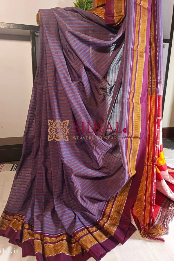 Ilkal_Handloom_Weaved_Special_Mercerised_Cotton_With_Pure_Silk_Pallu_Saree_Saree_Code-_SKL1736