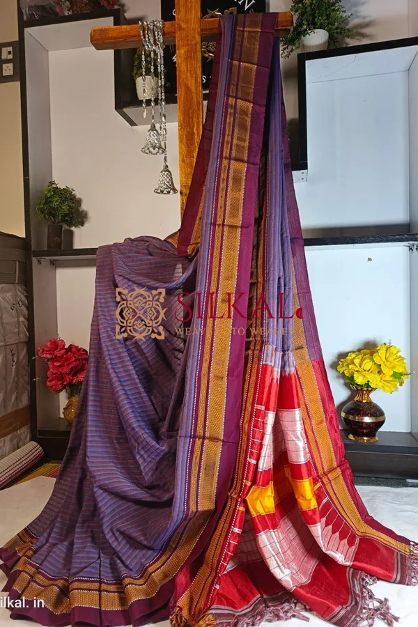 Ilkal_Handloom_Weaved_Special_Mercerised_Cotton_With_Pure_Silk_Pallu_Saree_Saree_Code-_SKL1736