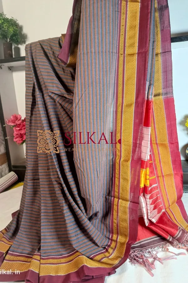 Ilkal_Handloom_Weaved_Special_Mercerised_Cotton_With_Pure_Silk_Pallu_Saree_Saree_Code-_SKL1740
