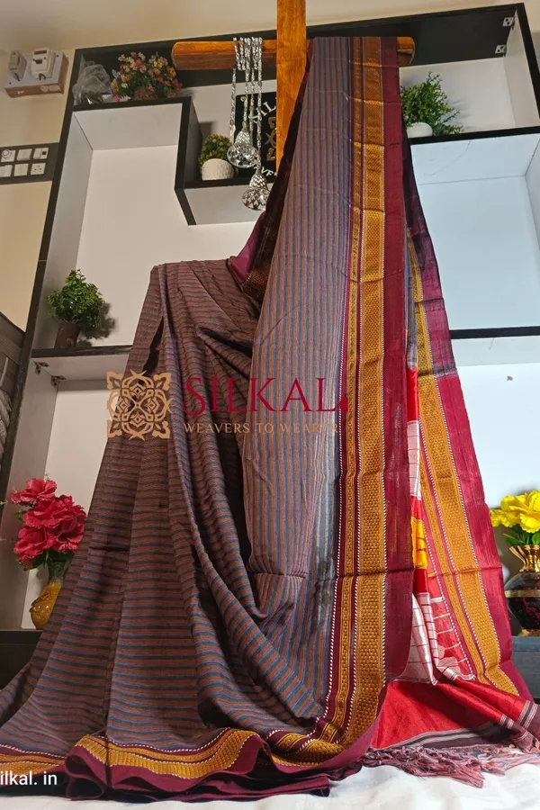 Ilkal_Handloom_Weaved_Special_Mercerised_Cotton_With_Pure_Silk_Pallu_Saree_Saree_Code-_SKL1740